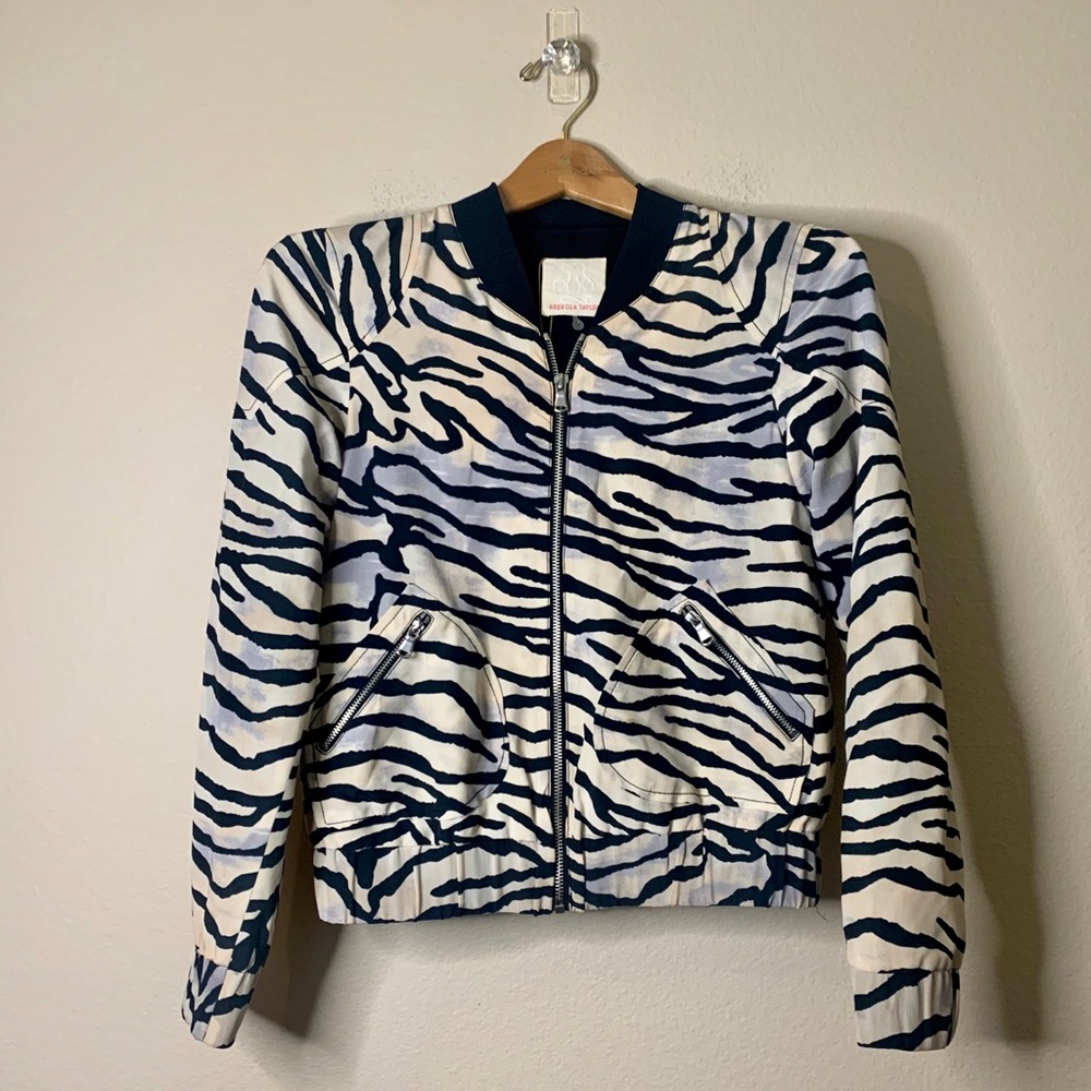 Rebecca Taylor Black and White Zebra-Print Bomber Jacket